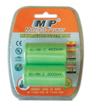 MP μπαταρίες NiMH επαναφορτιζόμενες 1.2V C 4500mAh 2τμχ