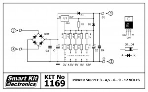 KIT No.1169 Τροφοδοτικό 3-4.5-6-9-12V/1.5A