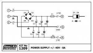 KIT No.1209 Τροφοδοτικό +/- 40V/10 Α