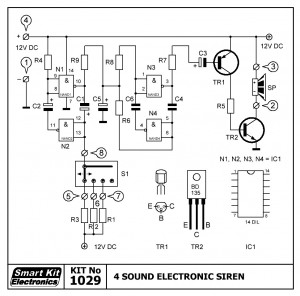 KIT No.1029 Ηλεκτρονική Σειρήνα 4 ήχων