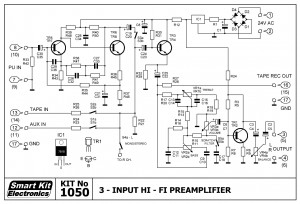 KIT No.1050 ΠΡΟΕΝΙΣΧΥΤΗΣ Ηi-Fi STEREO 3 ΕΙΣΟΔΩΝ