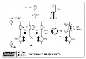 KIT No.1003 Ηλεκτρονική Σειρήνα 5 Watt 