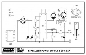 KIT No.1007 Σταθεροποιημένο Τροφοδοτικό 3-30V/2.5A