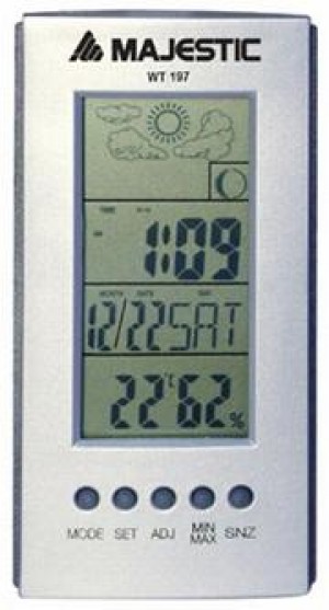 Majestic Θερμόμετρο-Υγρόμετρο-Ρολόι μίνι